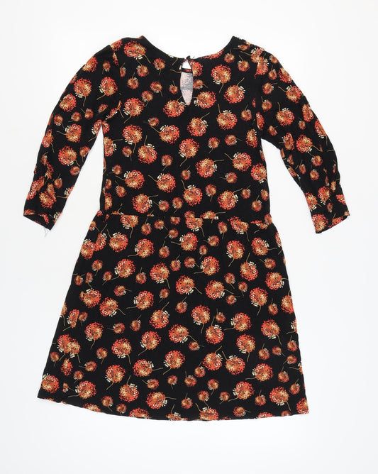 Warehouse Women's Black Floral Long Sleeve Dress Size 10