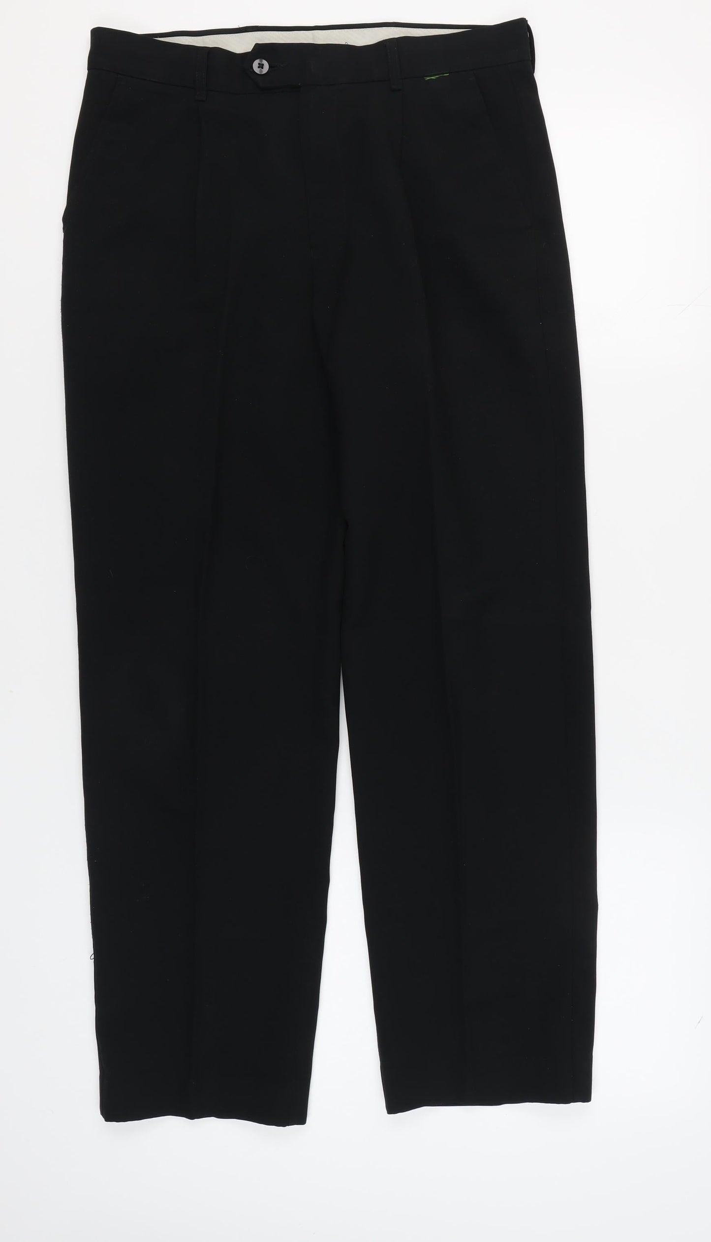 Dimensions Men's Black Trousers, Size 32R, Polyester