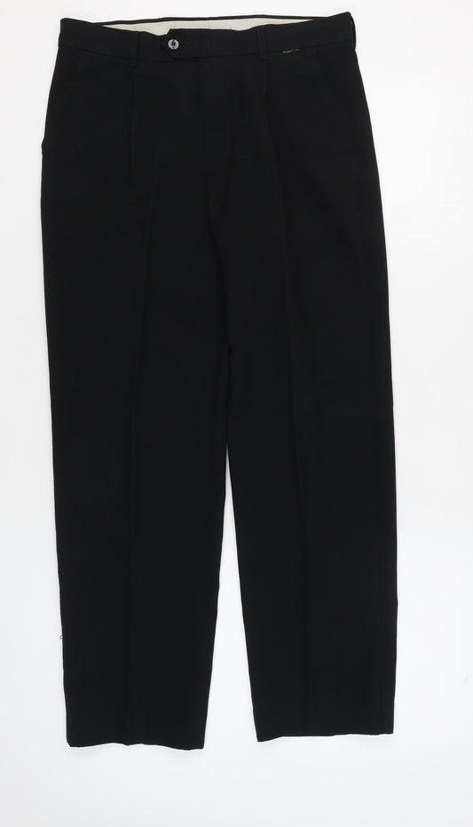 Dimensions Men's Black Trousers, Size 32R, Polyester