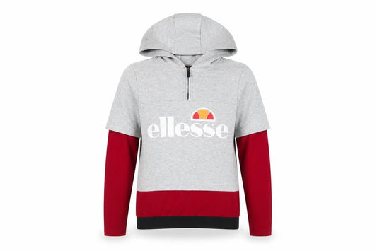 Front view of Ellesse Women's Grey Red Hoodie, size 6