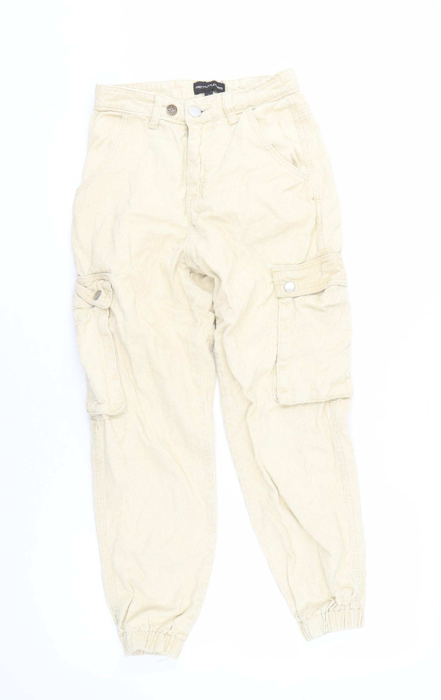 Womens UK Size 6 PRETTYLITTLETHING Regular Fit Cargo Beige Trousers