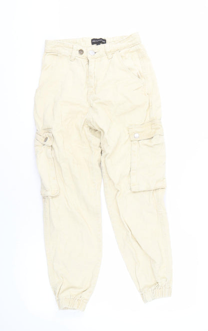 Womens UK Size 6 PRETTYLITTLETHING Regular Fit Cargo Beige Trousers
