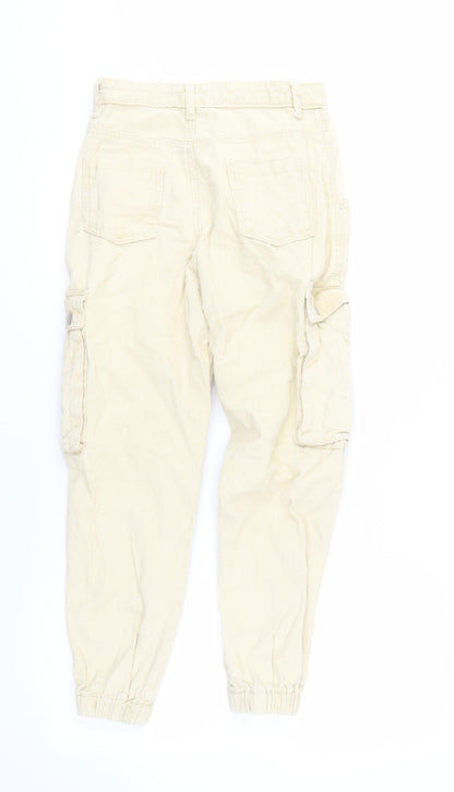 Womens UK Size 6 PRETTYLITTLETHING Regular Fit Cargo Beige Trousers