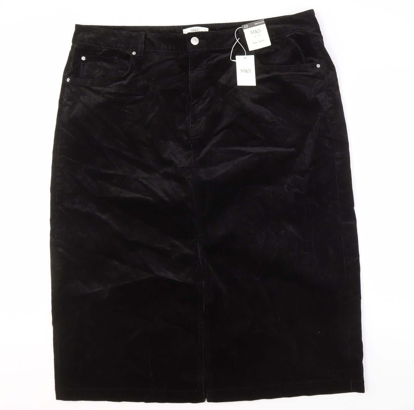 Marks and Spencer Black Pencil Skirt, Size 22, Corduroy