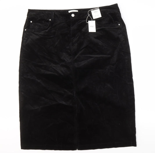 Marks and Spencer Black Pencil Skirt, Size 22, Corduroy
