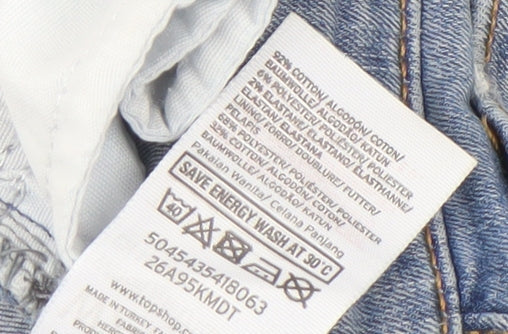 Topshop Women Blue High Rise Distressed Mom Jeans Size 6