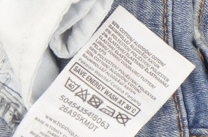 Topshop Women Blue High Rise Distressed Mom Jeans Size 6