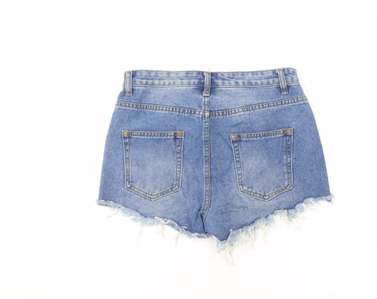 Boohoo Women's Blue Distressed Denim Cut-Off Shorts Size 10