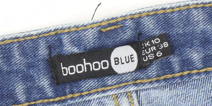 Boohoo Women's Blue Distressed Denim Cut-Off Shorts Size 10