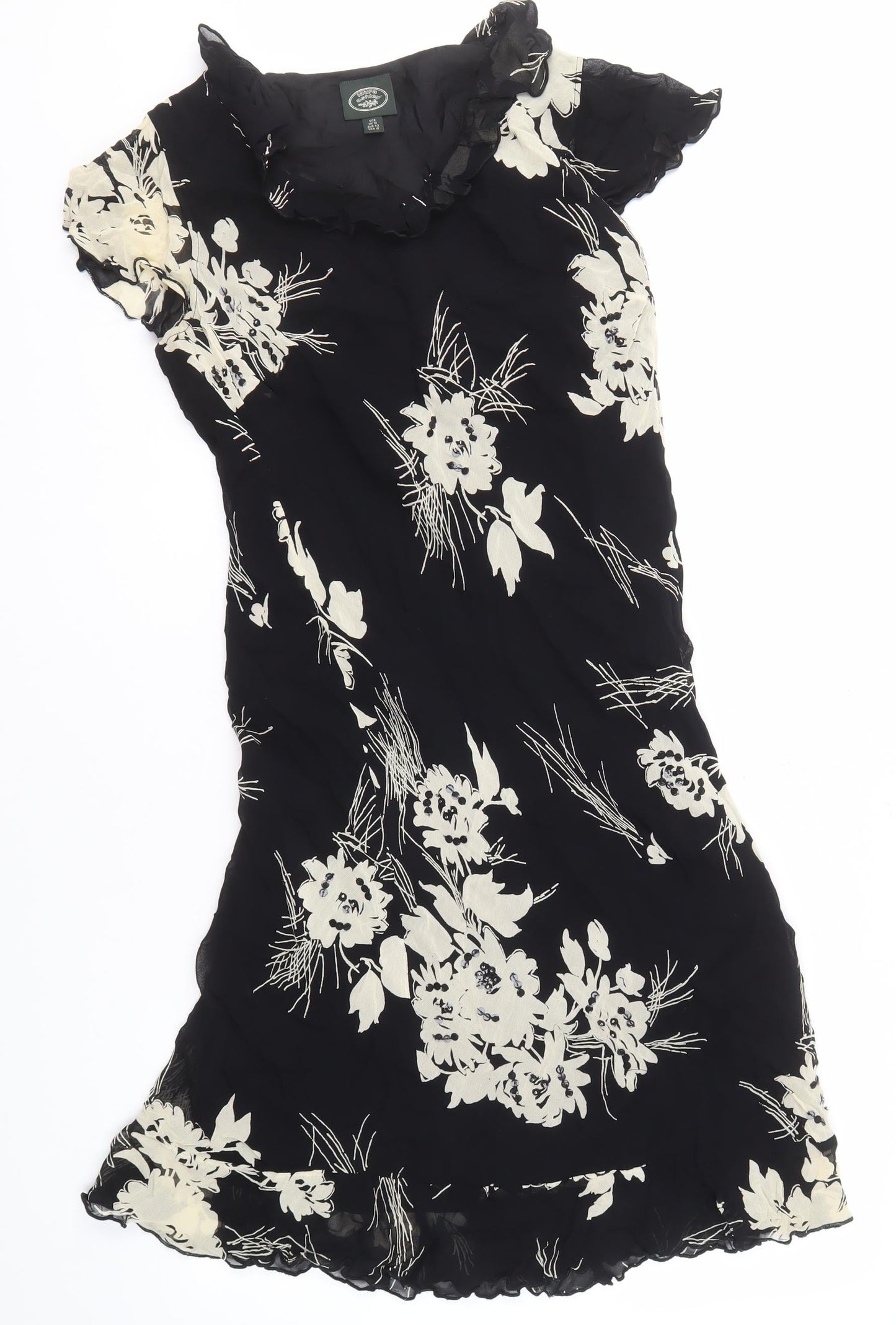 Laura Ashley Women's Black Floral Dress, Size 16