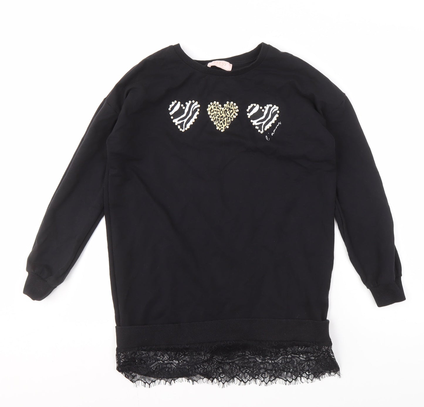 Lipsy Teens Black Pullover Sweatshirt with Lace Trim