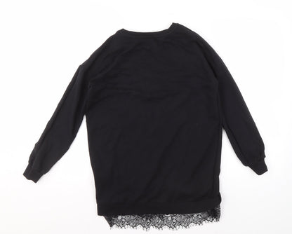 Lipsy Teens Black Pullover Sweatshirt with Lace Trim