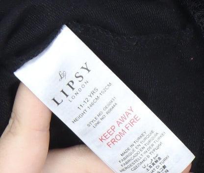 Lipsy Teens Black Pullover Sweatshirt with Lace Trim