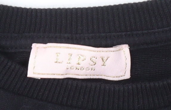 Lipsy Teens Black Pullover Sweatshirt with Lace Trim