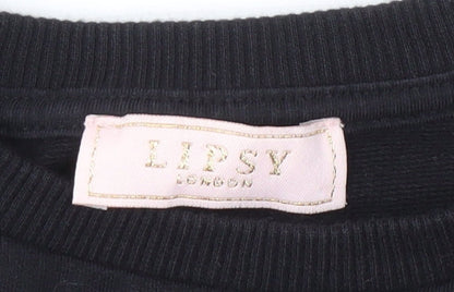 Lipsy Teens Black Pullover Sweatshirt with Lace Trim