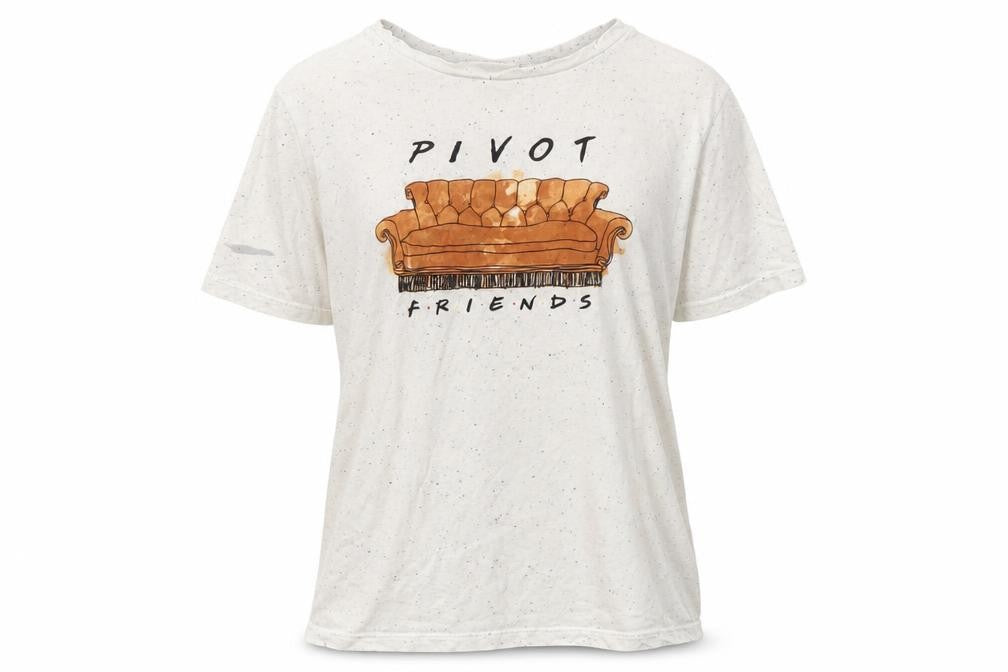 Front view of FRIENDS unisex adults white graphic t-shirt m