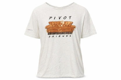 Front view of FRIENDS unisex adults white graphic t-shirt m