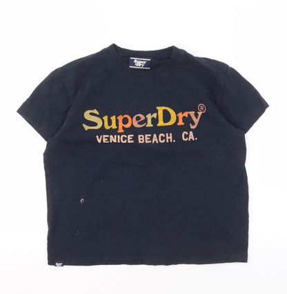 Unisex Adults UK Size 12 Superdry Blue Basic T-Shirt