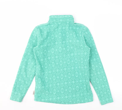 Decathlon Girls Green Fleece Sweatshirt, 12 Years, Geometric Pattern