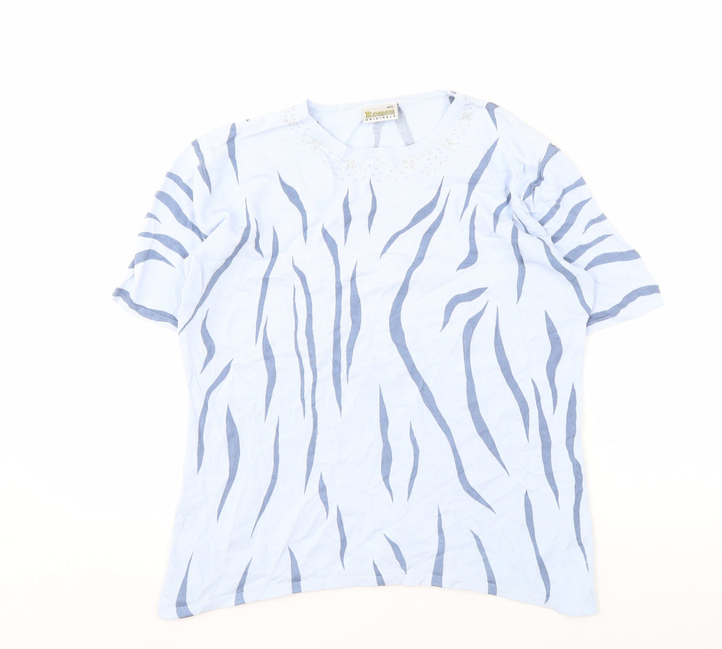 Womens UK Size M/L Roman Originals Blue Basic T-Shirt