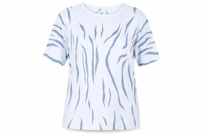 Front view of Roman Originals Women's Blue Animal Print T-Shirt M/L