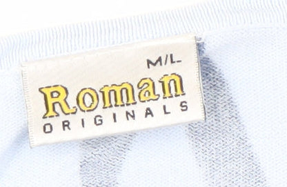 Womens UK Size M/L Roman Originals Blue Basic T-Shirt