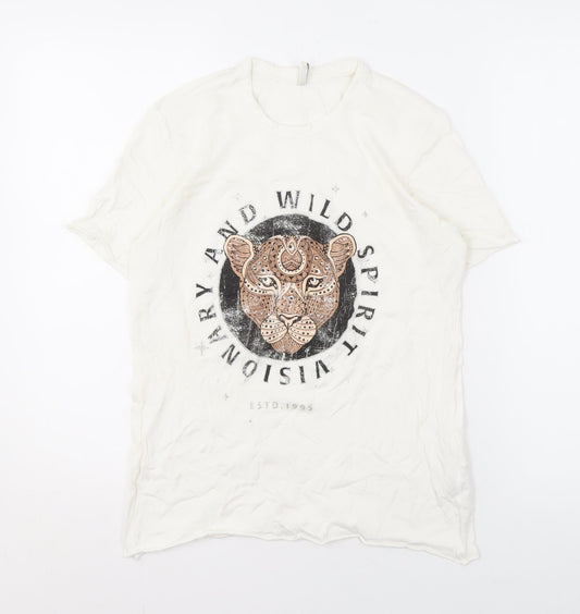 Womens UK Size S Only White Basic T-Shirt
