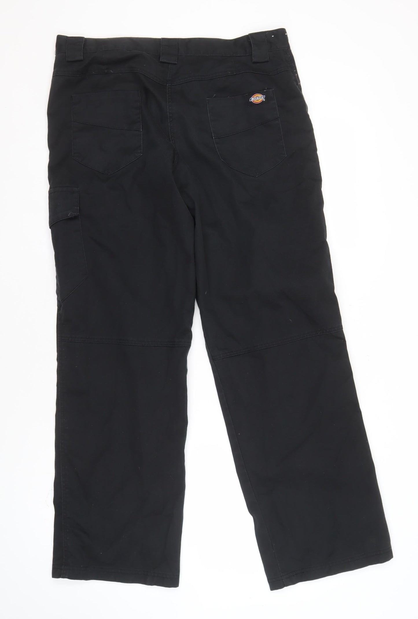 Dickies Men's Black Cargo Trousers, Size 14, Straight Leg
