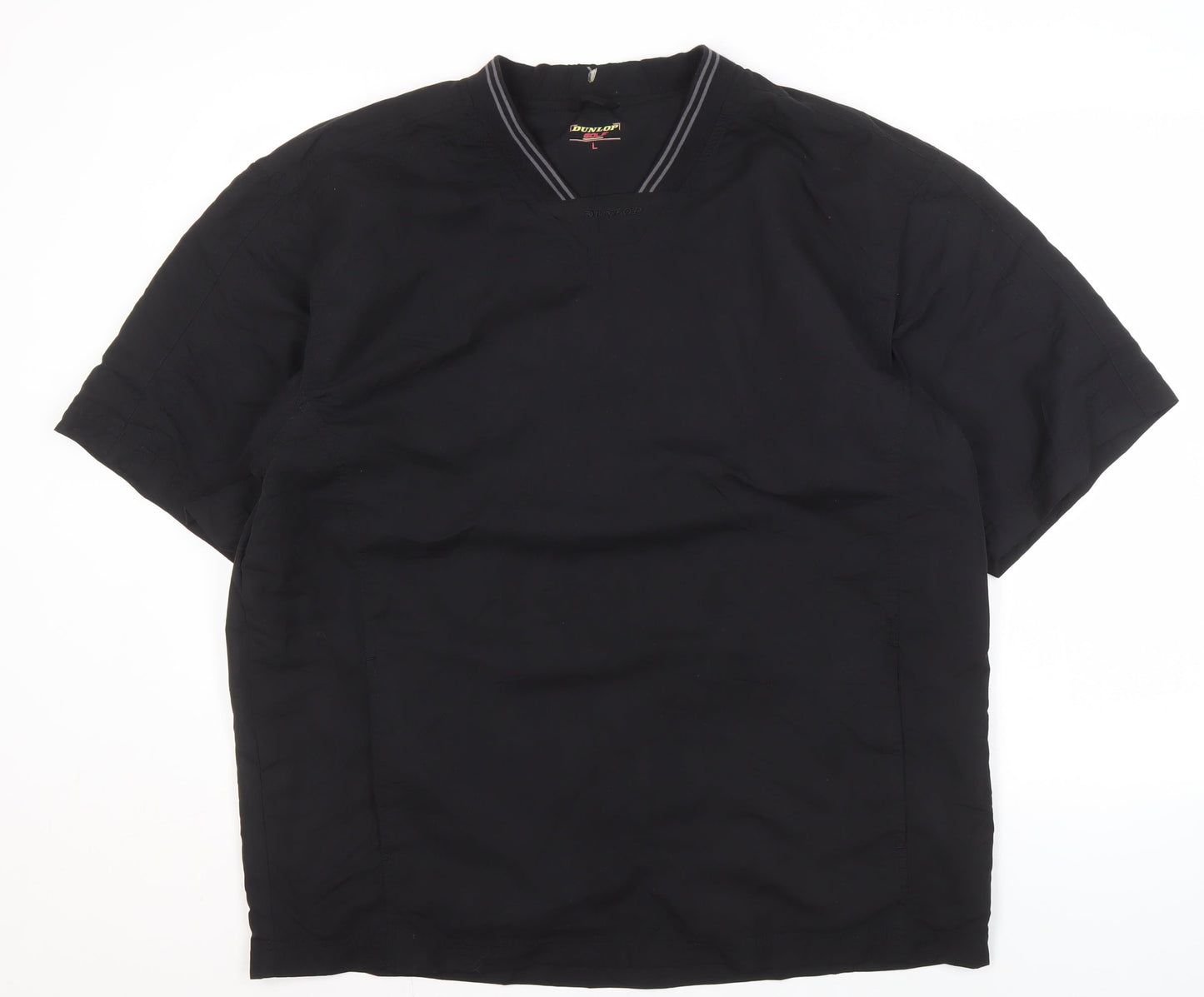 Dunlop Men's Black V-Neck Casual Short Sleeve Shirt