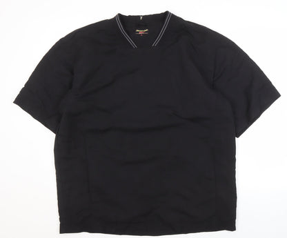 Dunlop Men's Black V-Neck Casual Short Sleeve Shirt