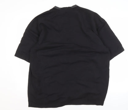 Dunlop Men's Black V-Neck Casual Short Sleeve Shirt