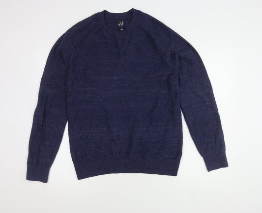 GAP Men's Medium Blue Cotton Pullover Jumper
