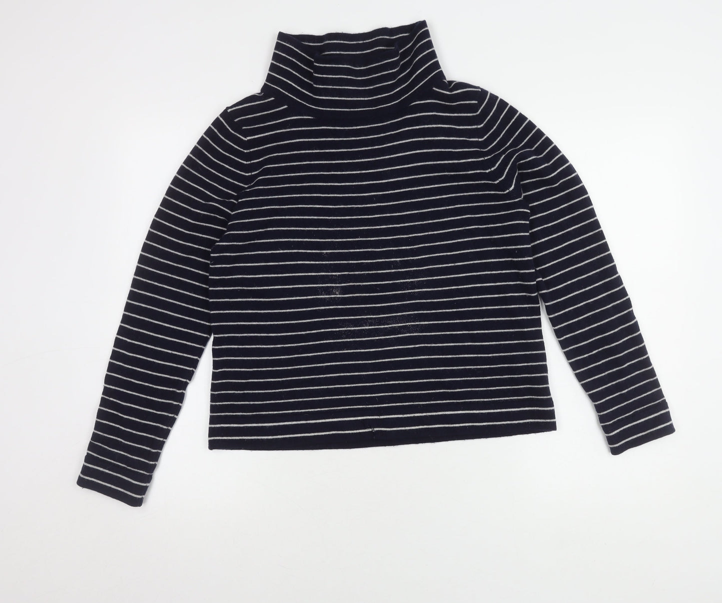 Hobbs Women's Blue Roll Neck Striped Jumper M