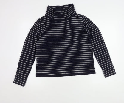 Hobbs Women's Blue Roll Neck Striped Jumper M