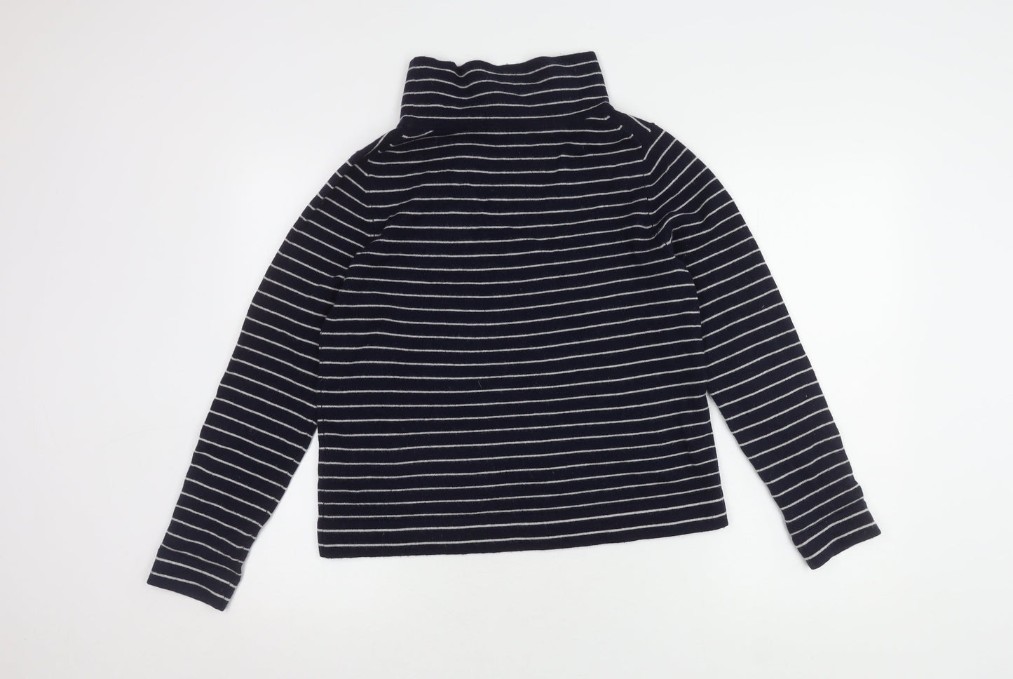 Hobbs Women's Blue Roll Neck Striped Jumper M