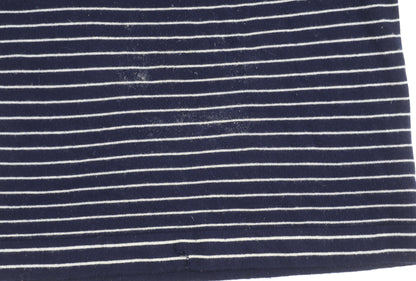 Hobbs Women's Blue Roll Neck Striped Jumper M