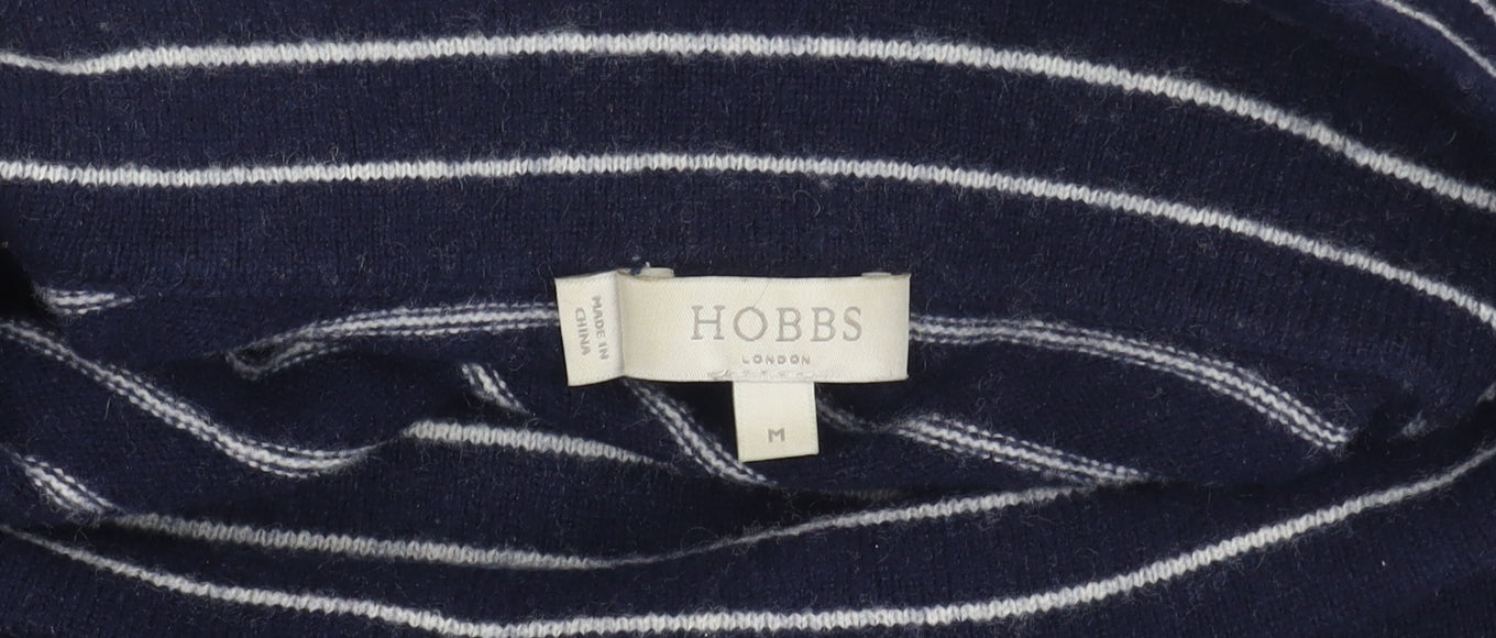 Hobbs Women's Blue Roll Neck Striped Jumper M