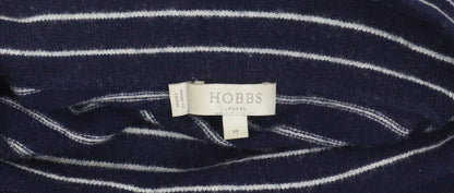 Hobbs Women's Blue Roll Neck Striped Jumper M