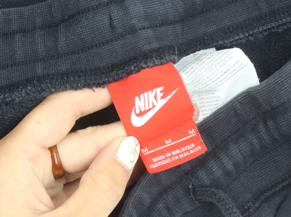 Nike Men Black Sweat Shorts M Casual Drawstring Logo