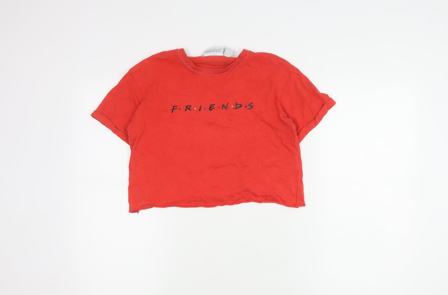 Friends Women's Red T-Shirt, XS, Crew Neck, Casual Style