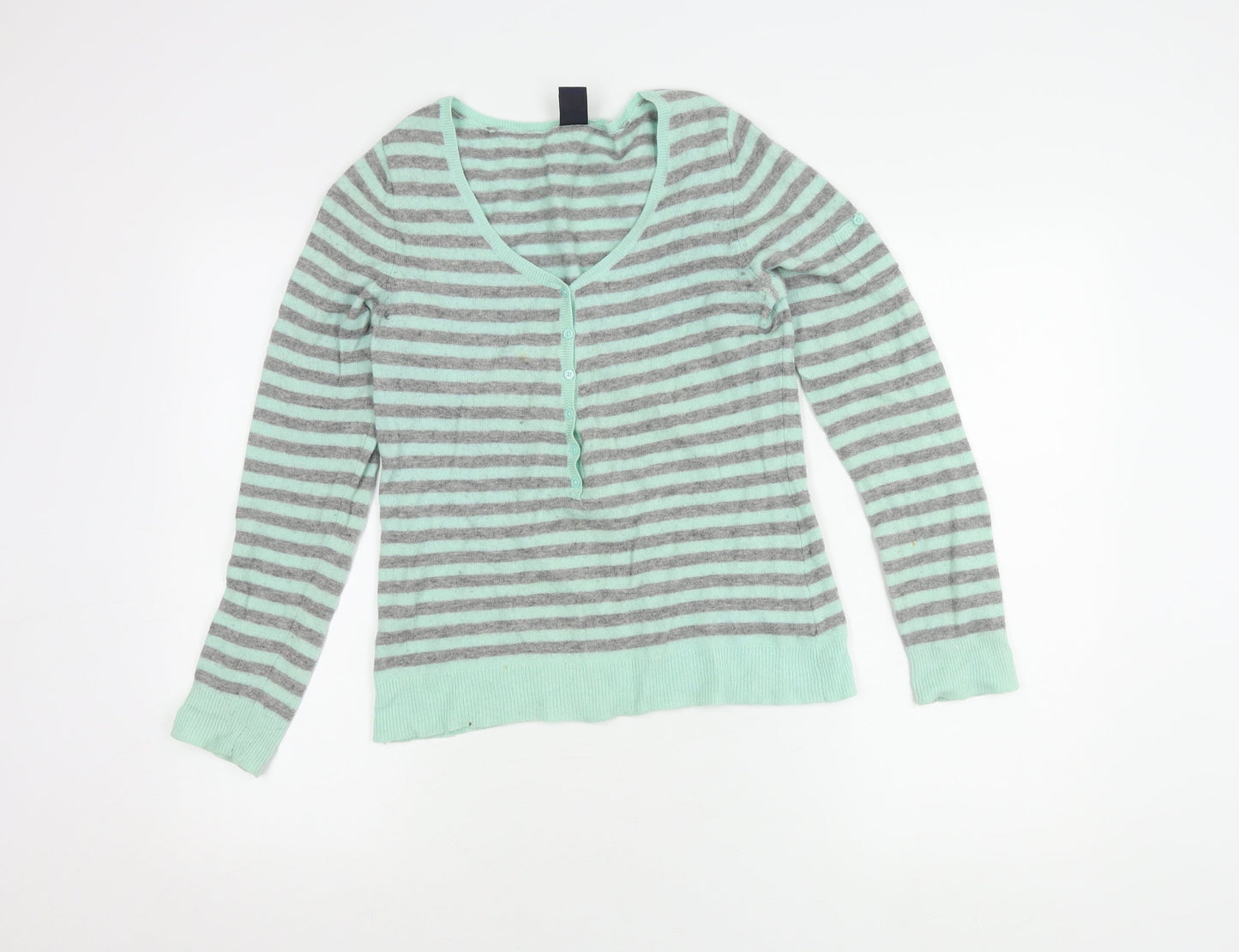 GAP Women's Striped Henley Jumper Multicoloured M