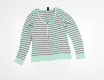 GAP Women's Striped Henley Jumper Multicoloured M