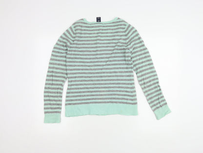 GAP Women's Striped Henley Jumper Multicoloured M