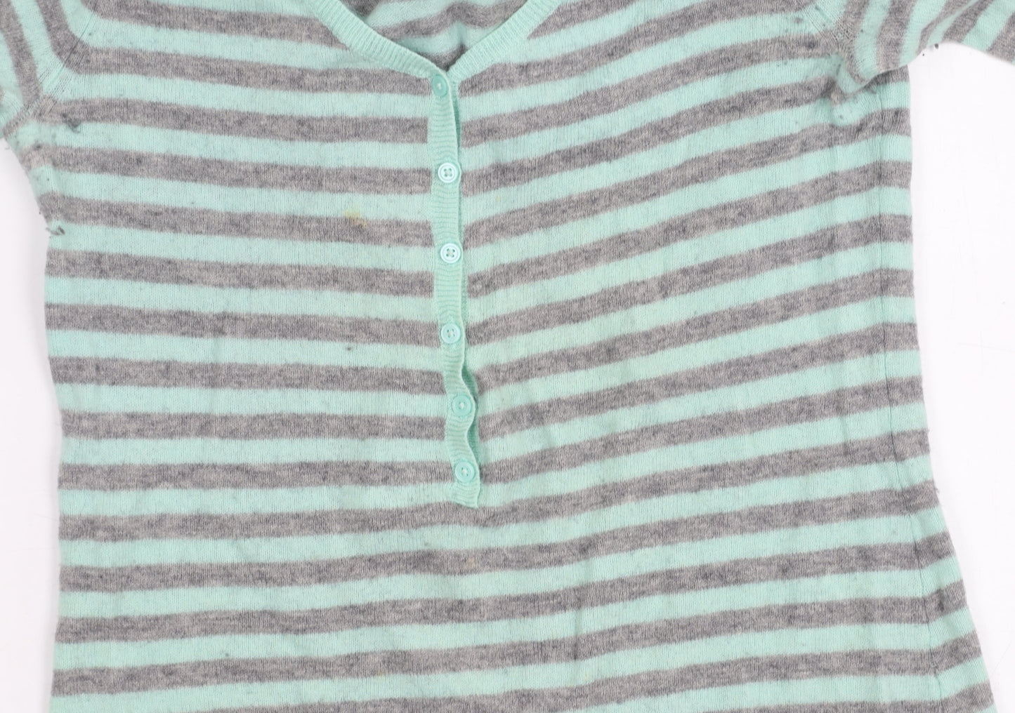 GAP Women's Striped Henley Jumper Multicoloured M