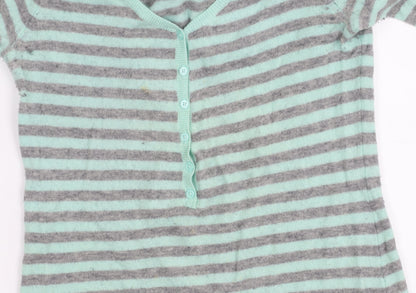 GAP Women's Striped Henley Jumper Multicoloured M