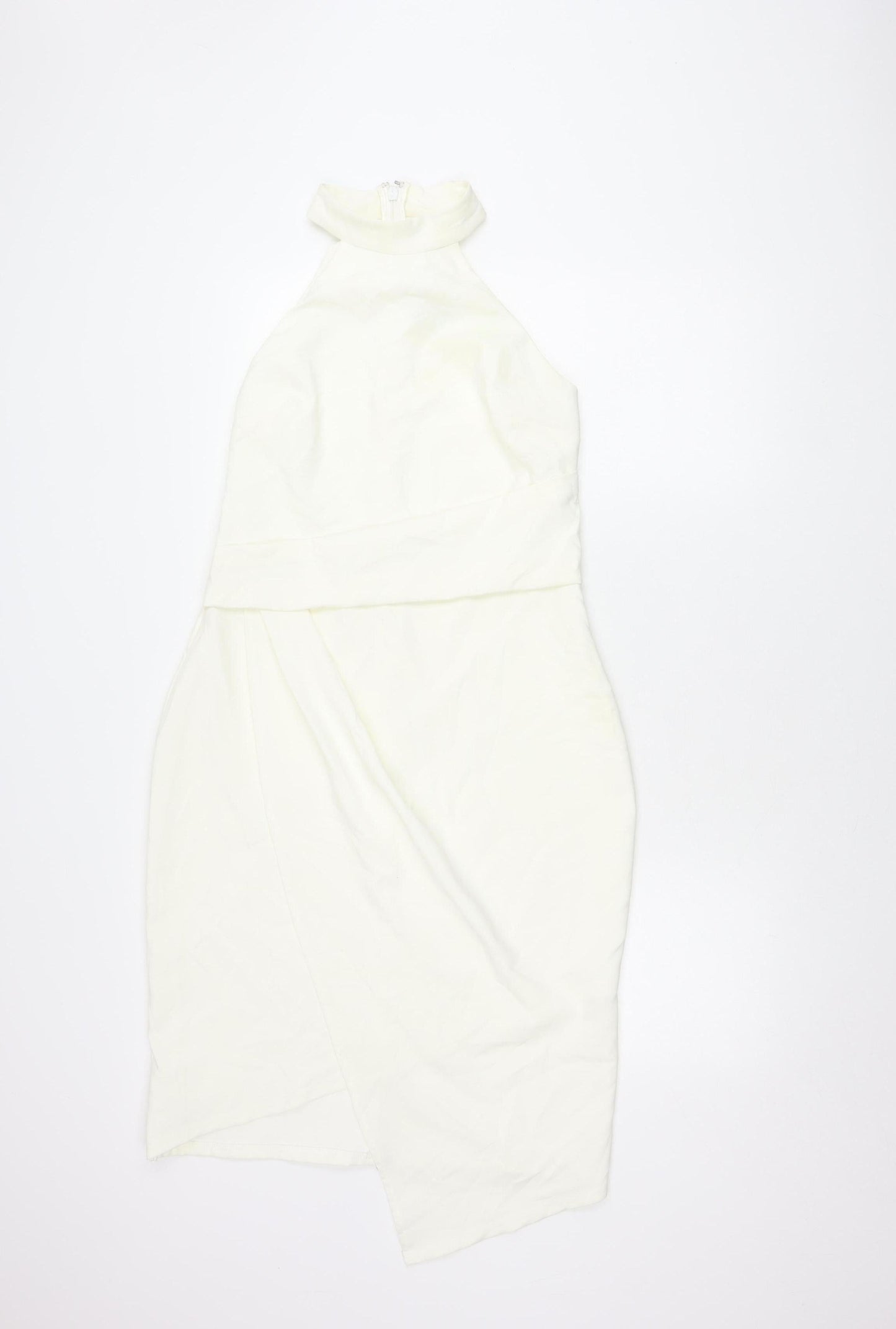 Lipsy Women Ivory Sheath Dress Size 14 Sleeveless Halter