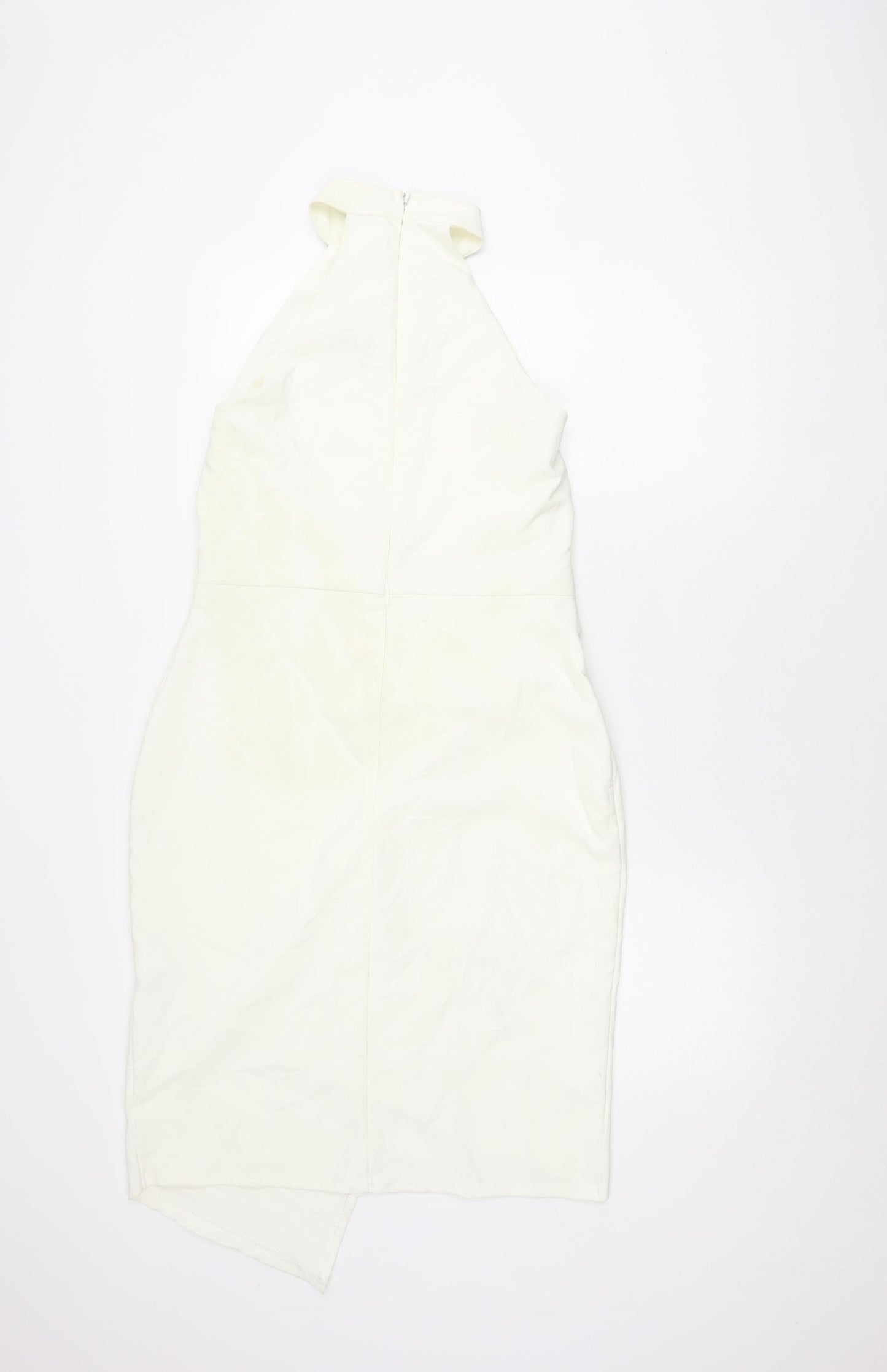 Lipsy Women Ivory Sheath Dress Size 14 Sleeveless Halter