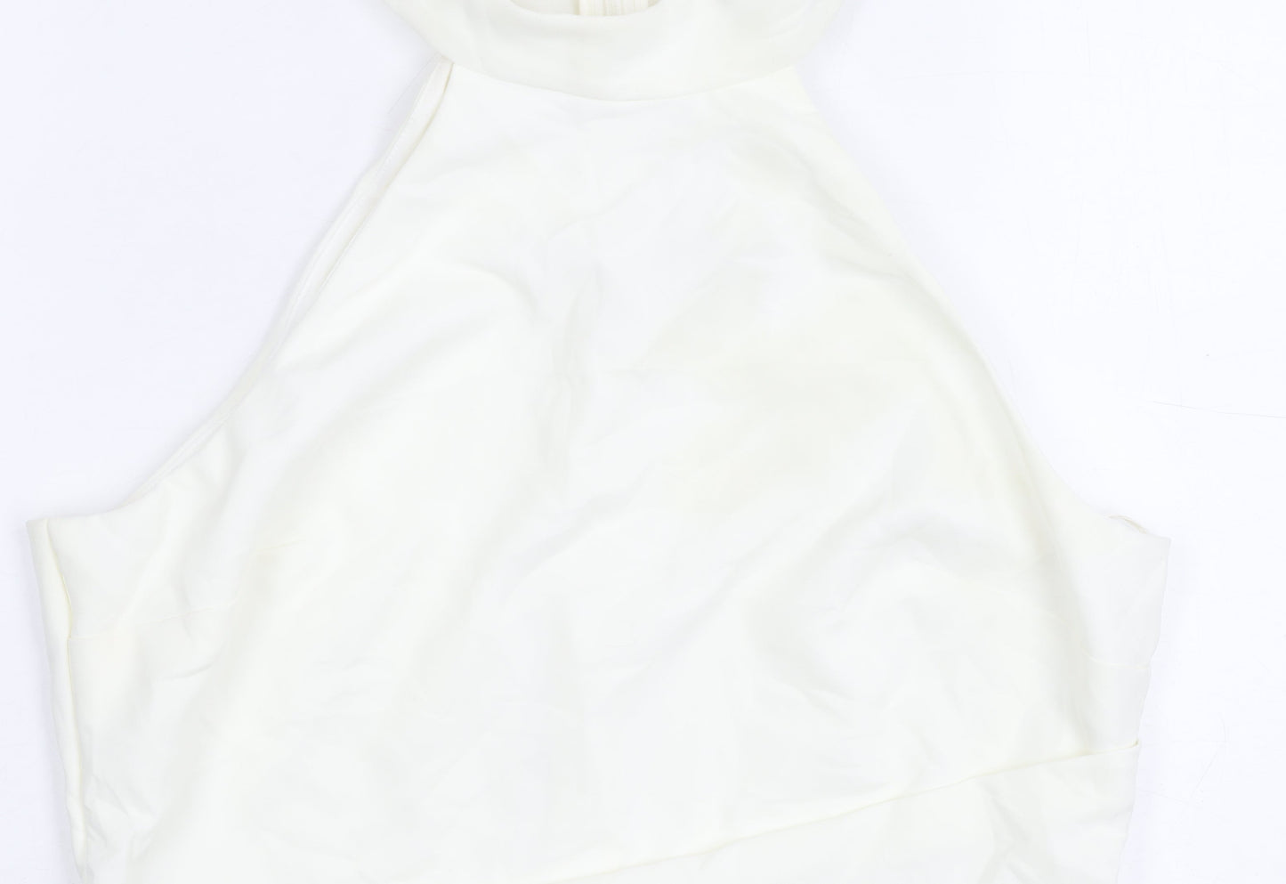 Lipsy Women Ivory Sheath Dress Size 14 Sleeveless Halter
