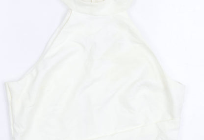 Lipsy Women Ivory Sheath Dress Size 14 Sleeveless Halter