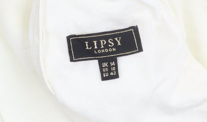 Lipsy Women Ivory Sheath Dress Size 14 Sleeveless Halter